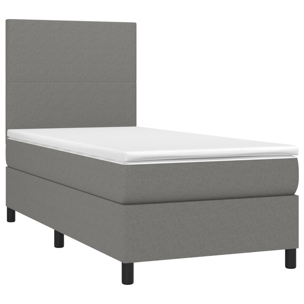 vidaXL Cama box spring colchón y luces LED tela gris oscuro 80x200 cm