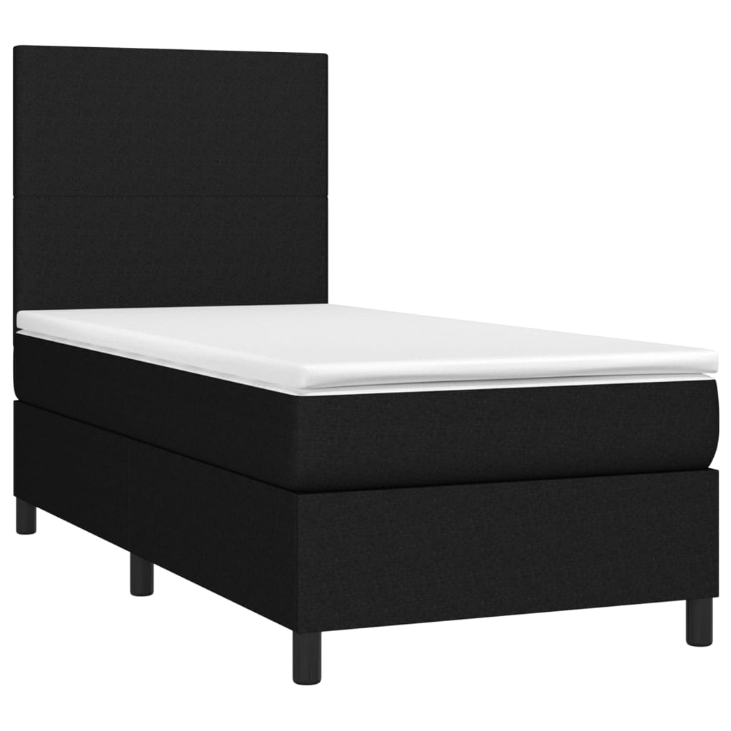 vidaXL Cama box spring colchón y luces LED tela negro 80x200 cm