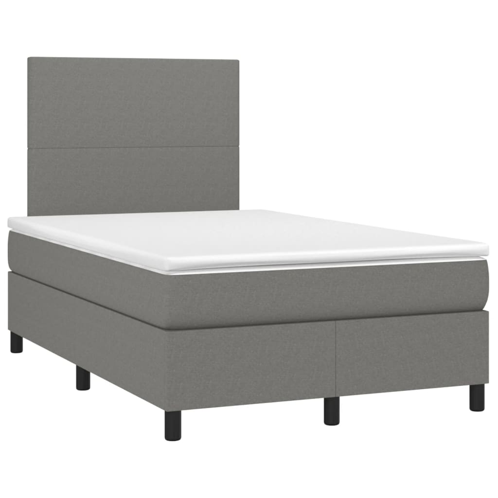 vidaXL Cama box spring con colchón y LED tela gris oscuro 120x200 cm