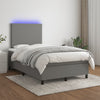 vidaXL Cama box spring con colchón y LED tela gris oscuro 120x200 cm