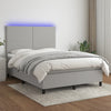 vidaXL Cama box spring colchón y luces LED tela gris claro 140x190 cm