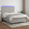 vidaXL Cama box spring colchón y luces LED tela gris claro 140x200 cm