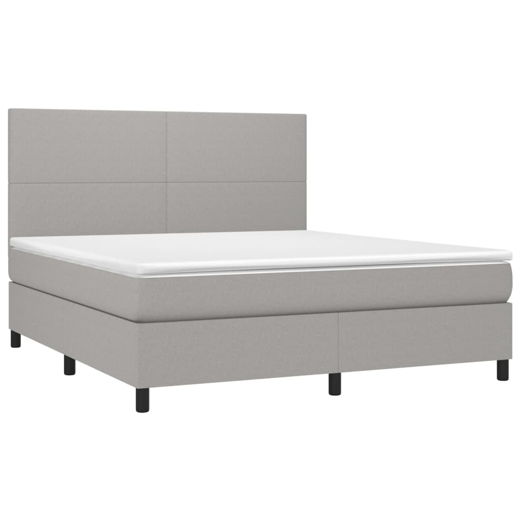 vidaXL Cama box spring colchón y luces LED tela gris claro 160x200 cm