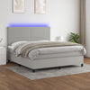 vidaXL Cama box spring colchón y luces LED tela gris claro 160x200 cm