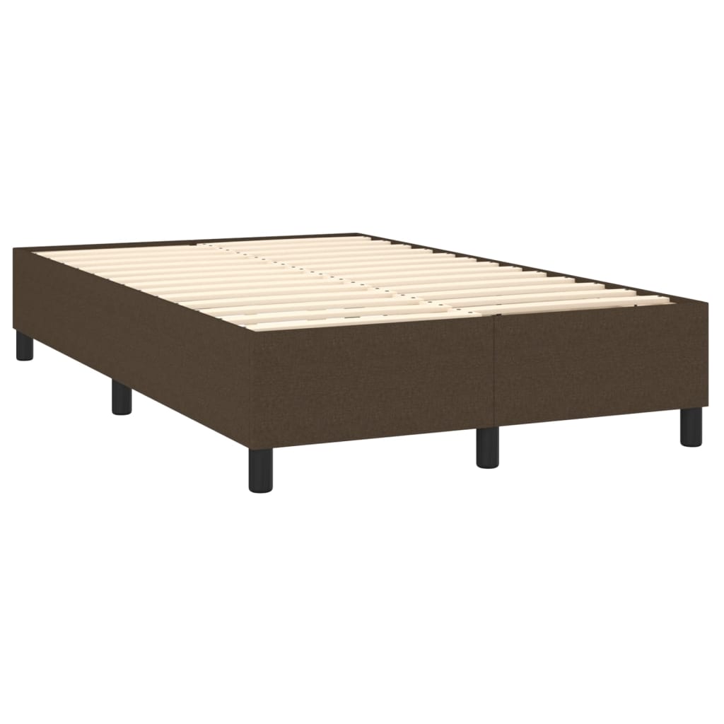 vidaXL Cama box spring con colchón y LED tela marrón oscuro 120x200 cm