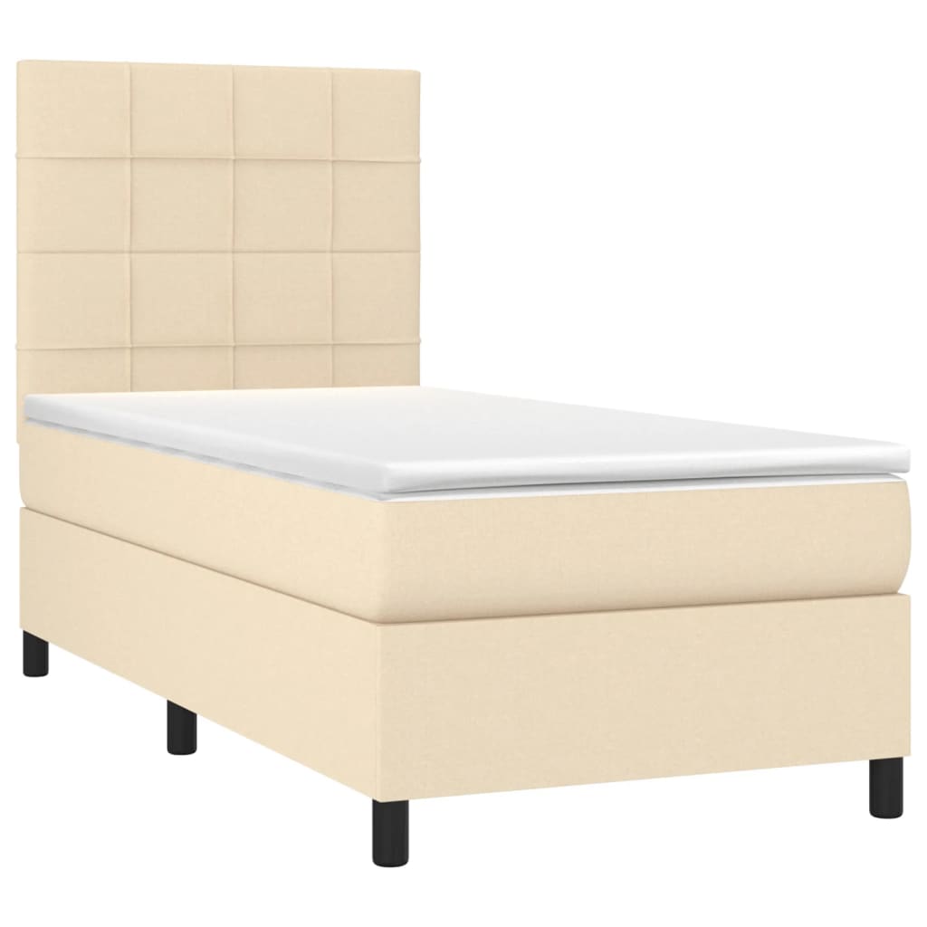 vidaXL Cama box spring colchón y luces LED tela crema 80x200 cm