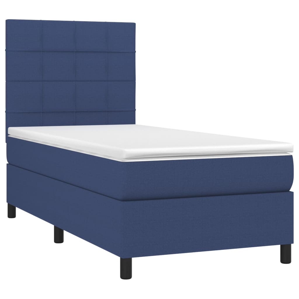 vidaXL Cama box spring colchón y luces LED tela azul 80x200 cm