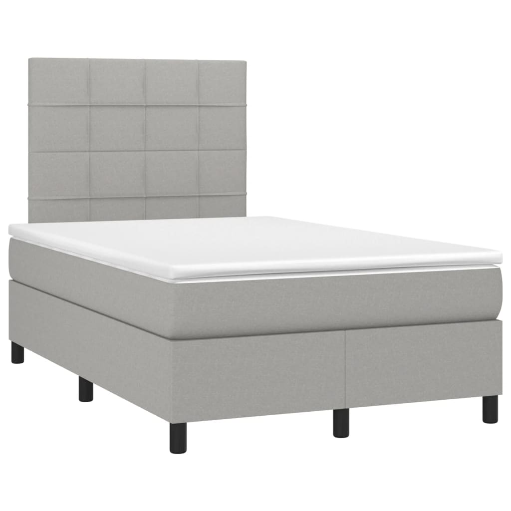 vidaXL Cama box spring con colchón tela y LED gris claro 120x200 cm