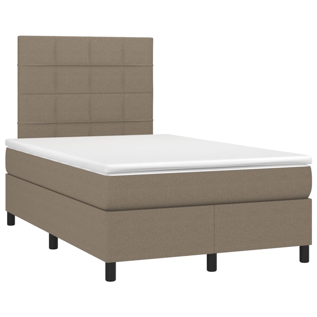 vidaXL Cama box spring con colchón y LED tela gris taupe 120x200 cm