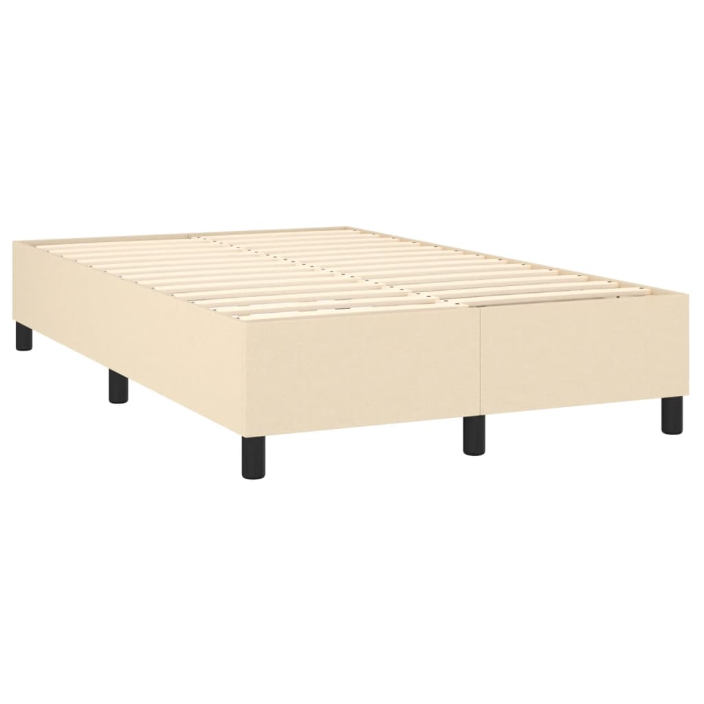 vidaXL Cama box spring con colchón y LED tela crema 120x200 cm