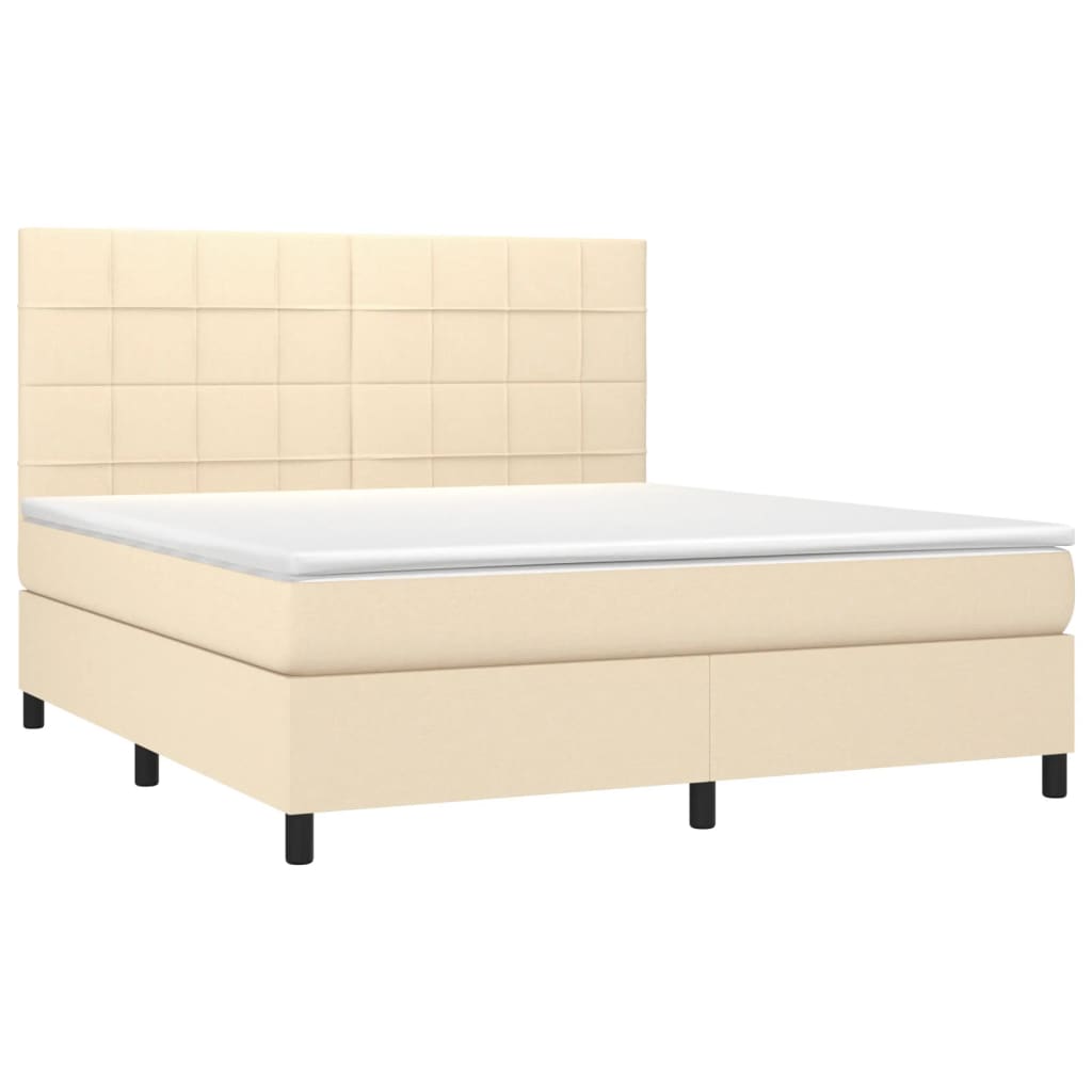 vidaXL Cama box spring colchón y luces LED tela crema 160x200 cm