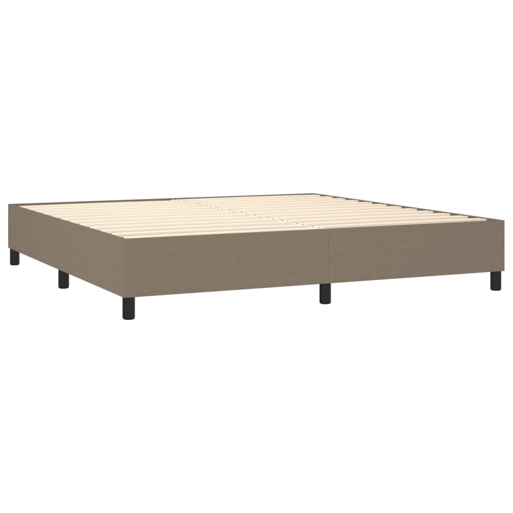 vidaXL Cama box spring colchón y luces LED tela gris taupe 200x200 cm