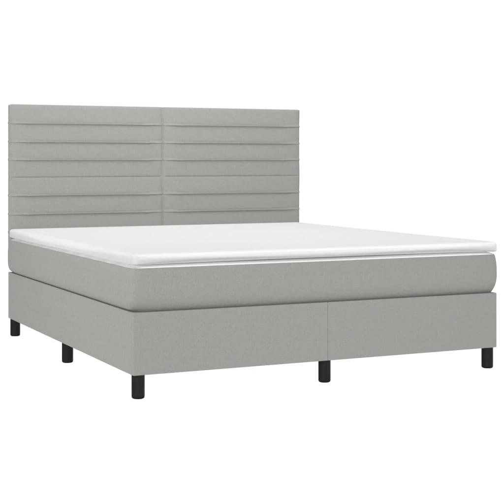 vidaXL Cama box spring colchón y luces LED tela gris claro 160x200 cm