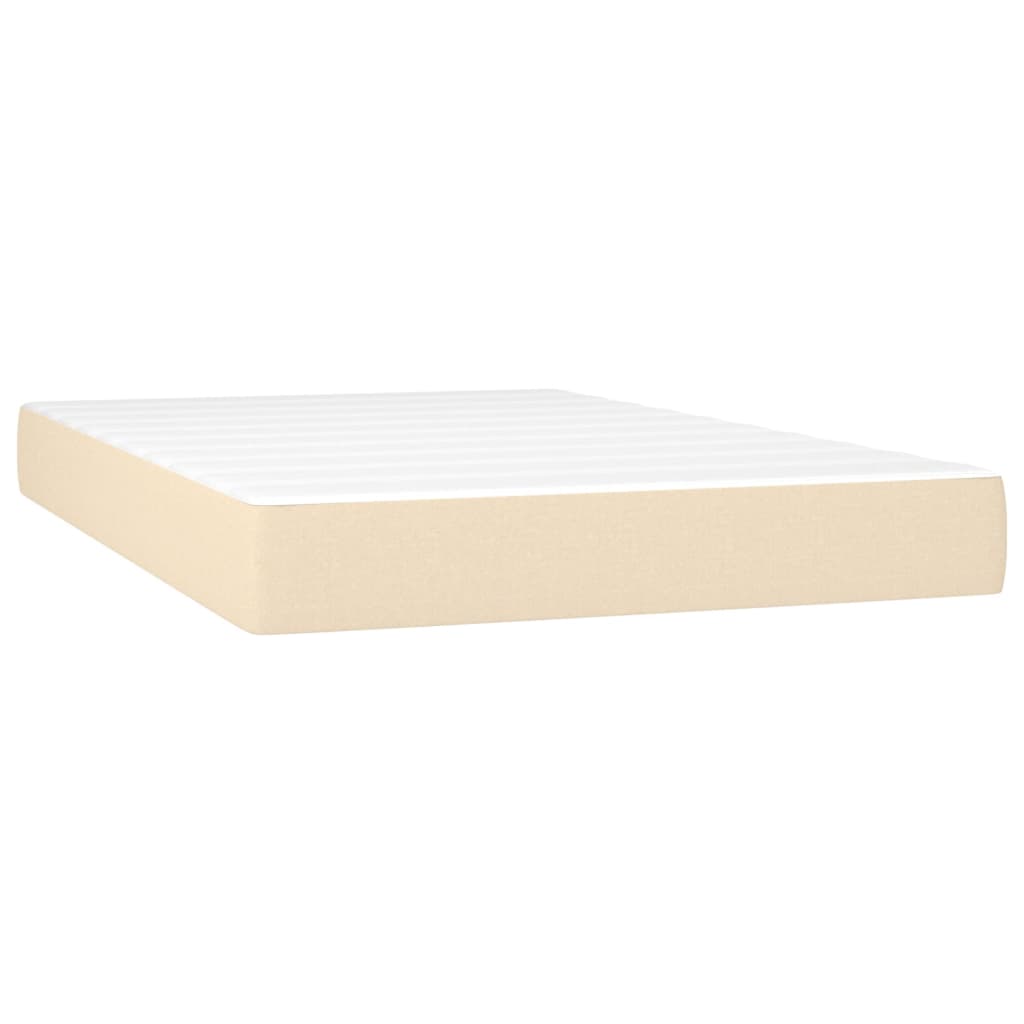 vidaXL Cama box spring con colchón y LED tela crema 120x200 cm