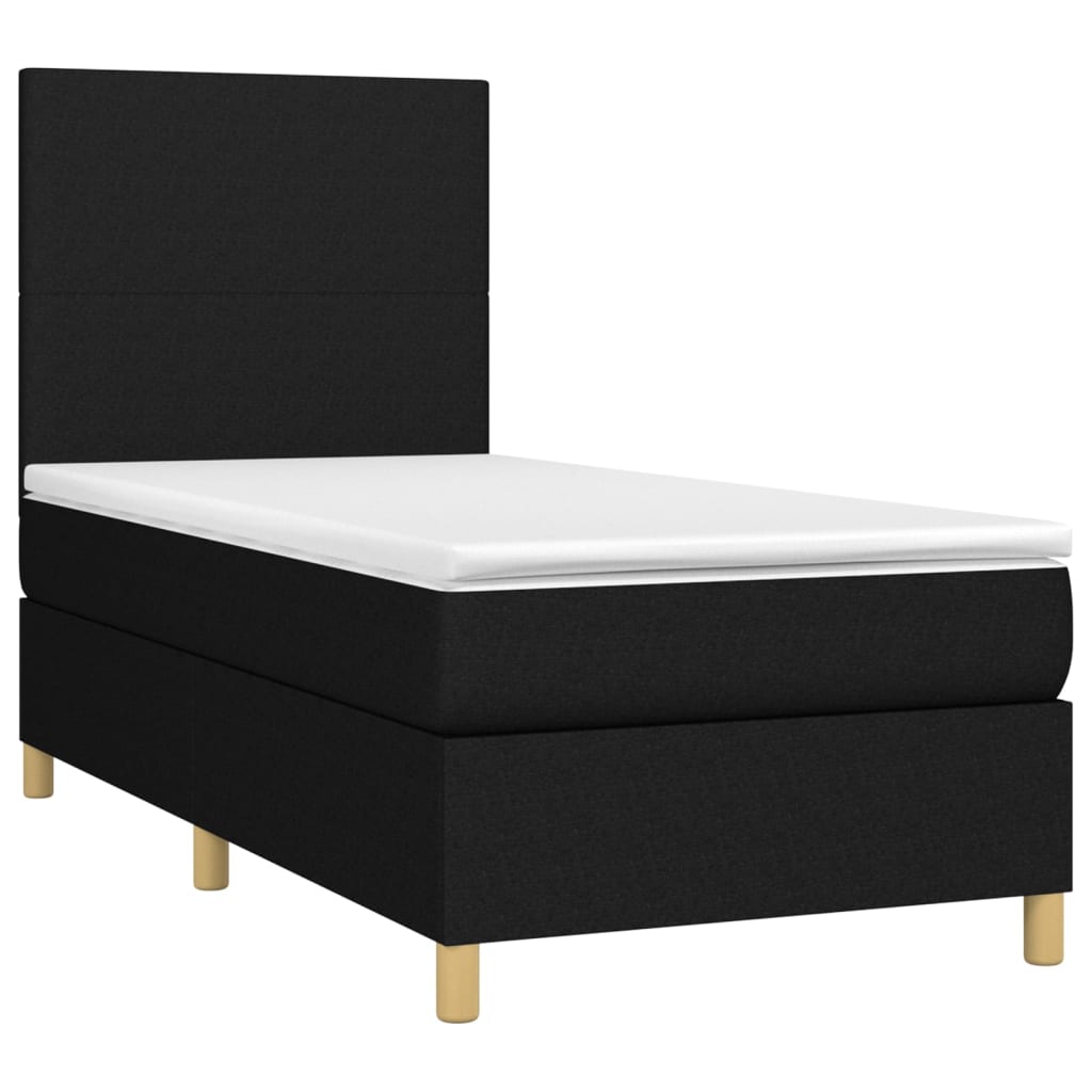 vidaXL Cama box spring colchón y luces LED tela negro 80x200 cm