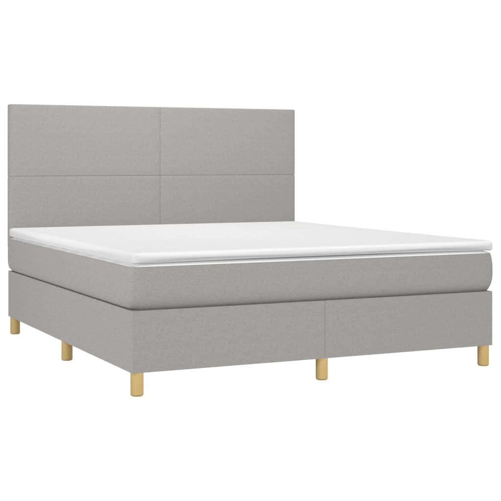 vidaXL Cama box spring colchón y luces LED tela gris claro 160x200 cm