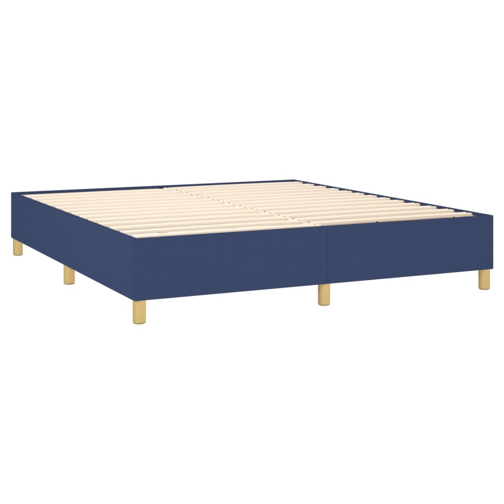 vidaXL Cama box spring colchón y luces LED tela azul 160x200 cm