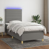 vidaXL Cama box spring colchón y luces LED tela gris oscuro 90x190 cm