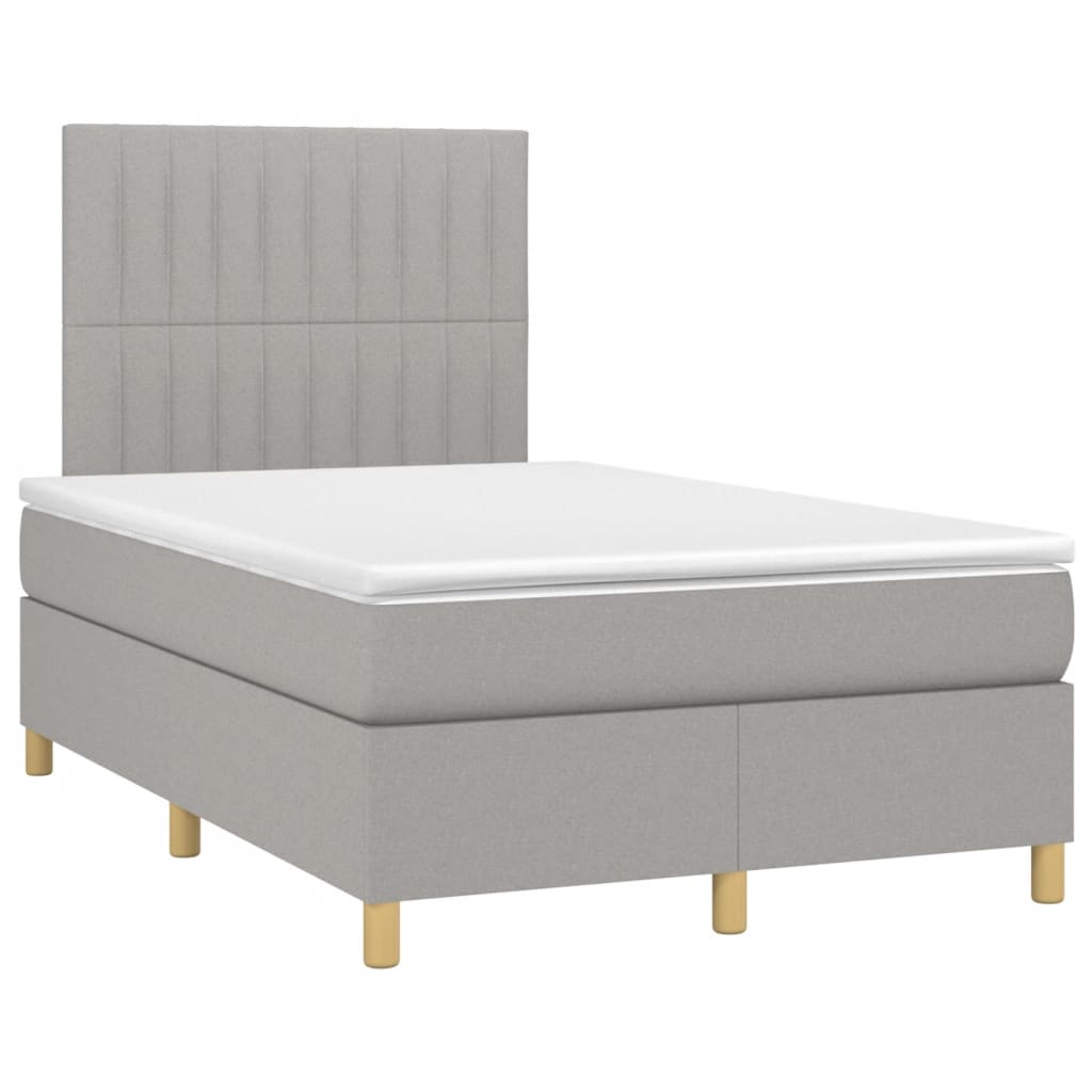 vidaXL Cama box spring con colchón tela y LED gris claro 120x200 cm