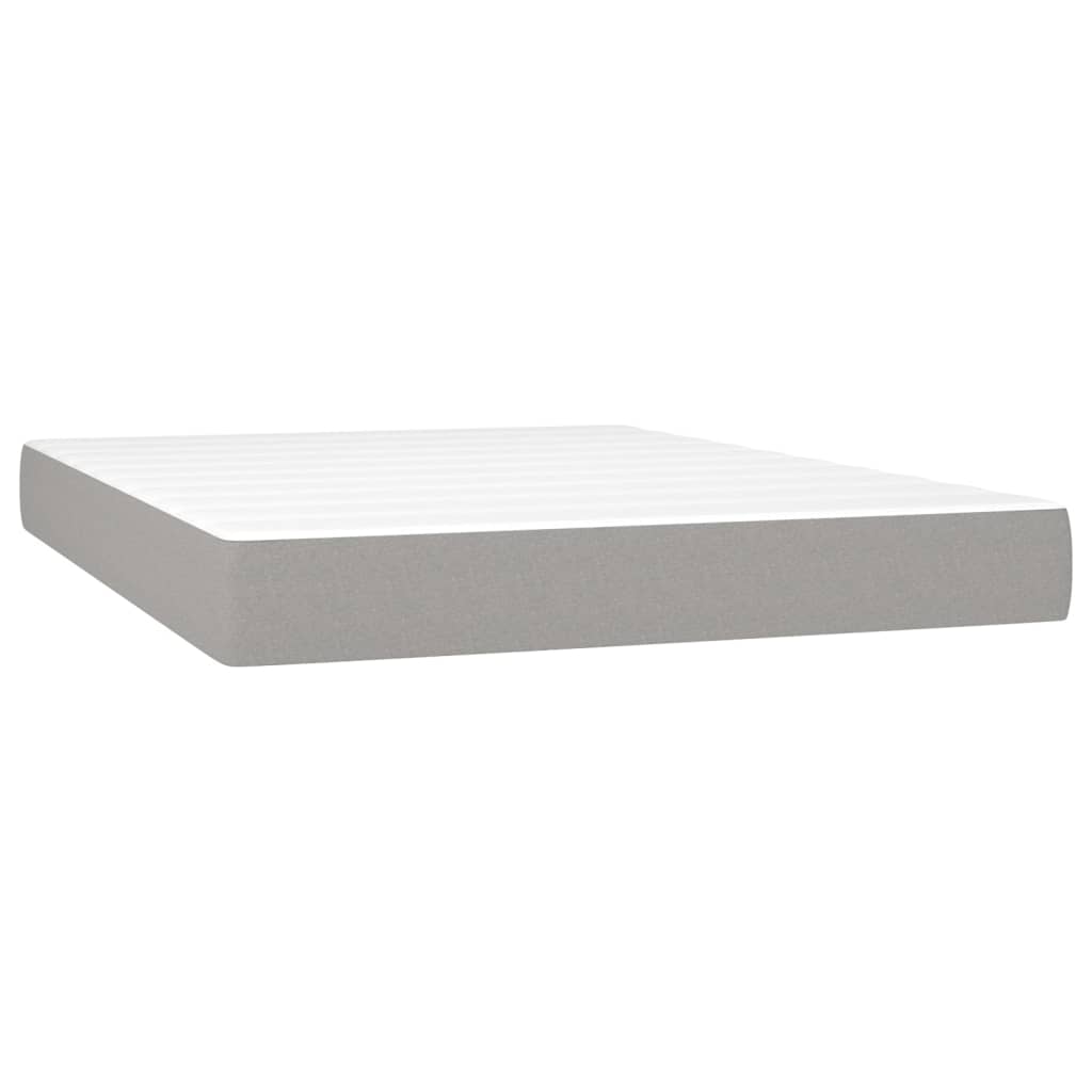 vidaXL Cama box spring colchón y luces LED tela gris claro 140x190 cm