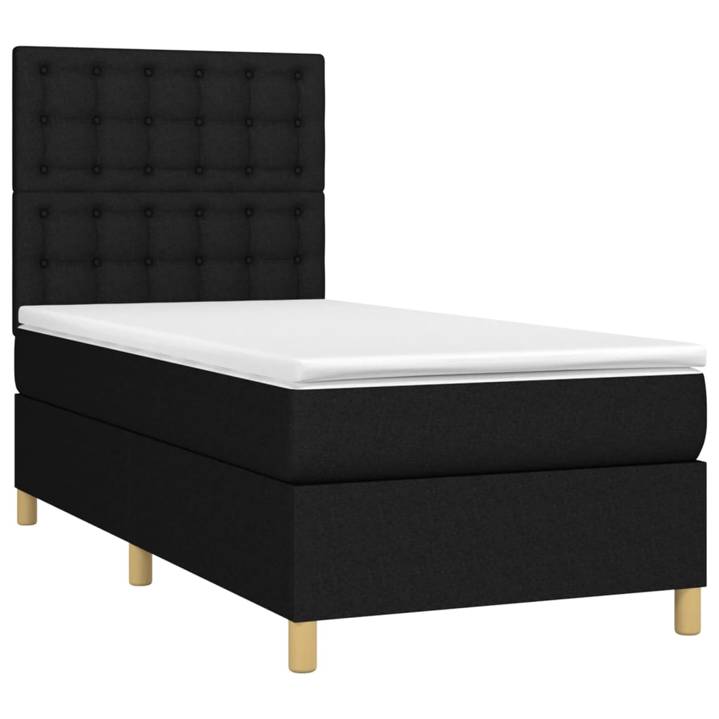 vidaXL Cama box spring colchón y luces LED tela negro 80x200 cm