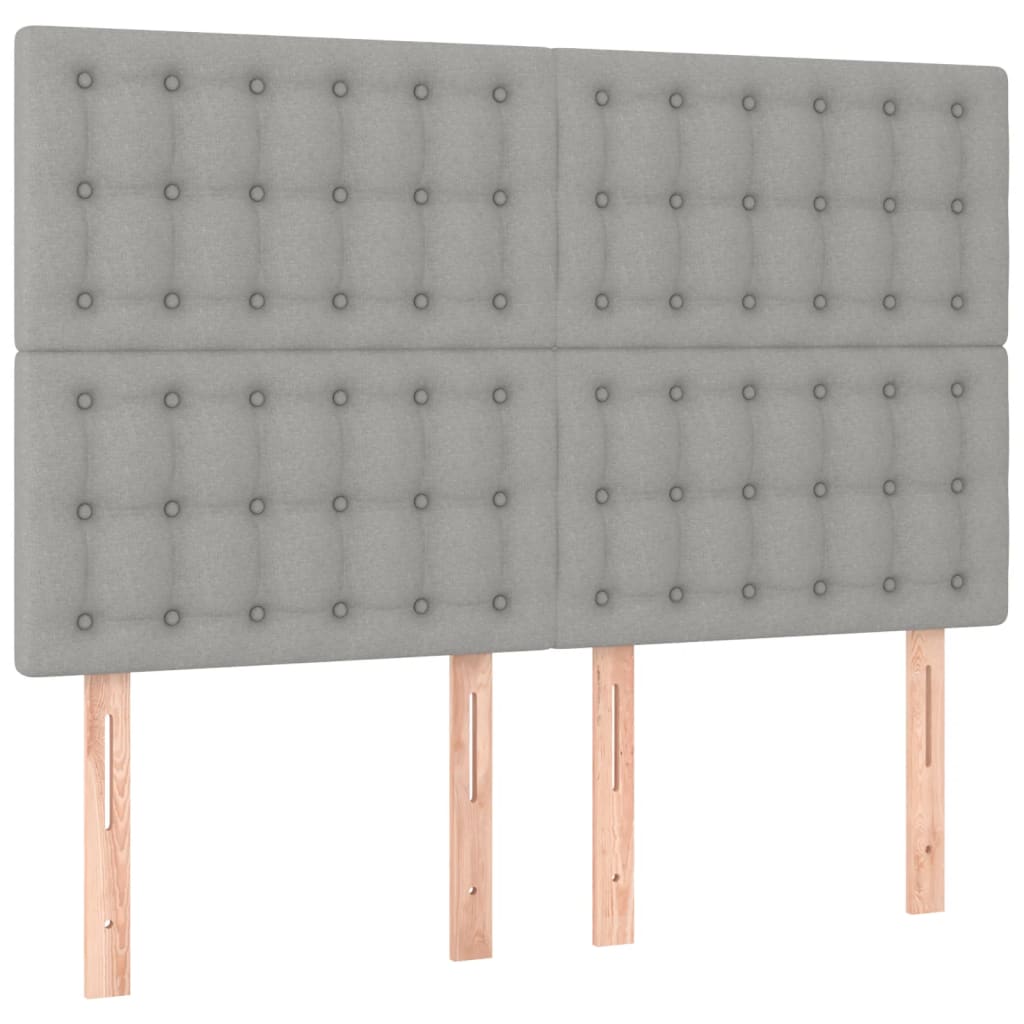 vidaXL Cama box spring colchón y luces LED tela gris claro 140x190 cm