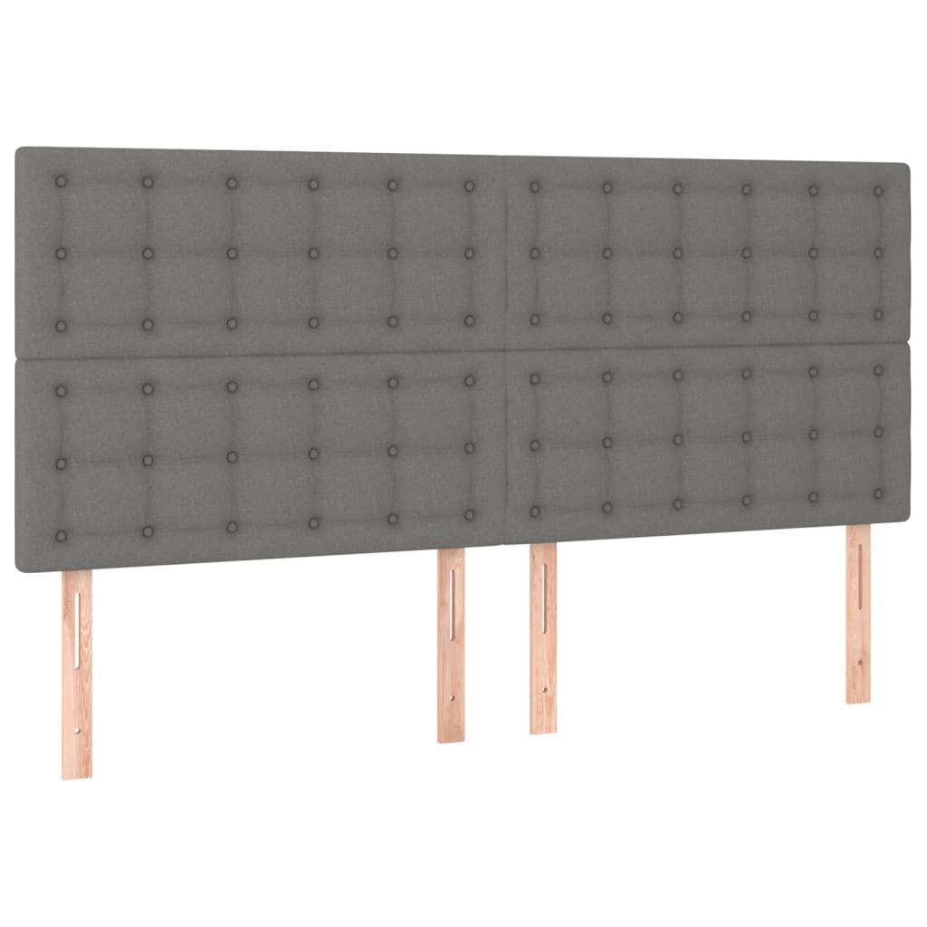 vidaXL Cama box spring colchón y luces LED tela gris oscuro 160x200 cm