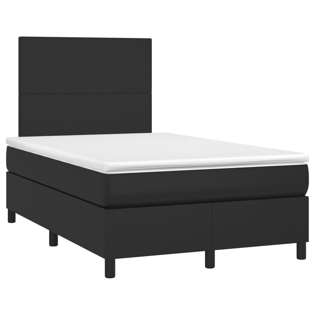 vidaXL Cama box spring colchón y LED cuero sintético negro 120x200 cm