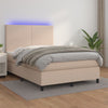 vidaXL Cama box spring colchón LED cuero sintético capuchino 140x200cm