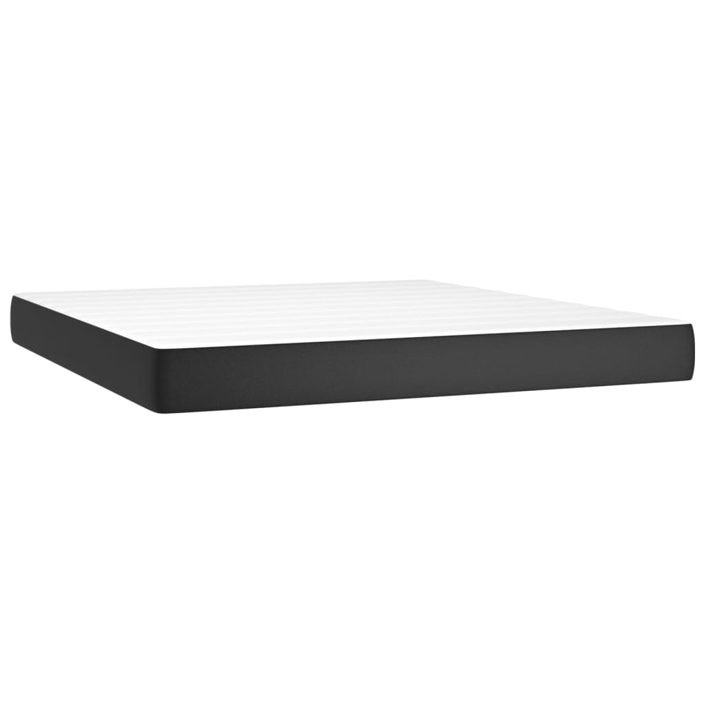 vidaXL Cama box spring colchón y LED cuero sintético negro 160x200 cm