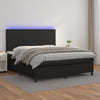 vidaXL Cama box spring colchón y LED cuero sintético negro 160x200 cm