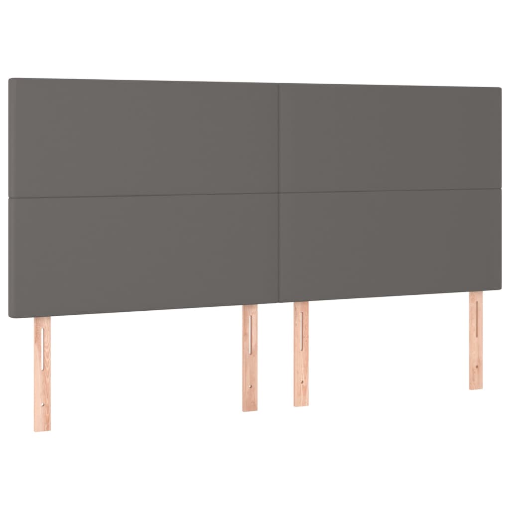 vidaXL Cama box spring colchón y LED cuero sintético gris 160x200 cm