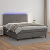 vidaXL Cama box spring colchón y LED cuero sintético gris 160x200 cm