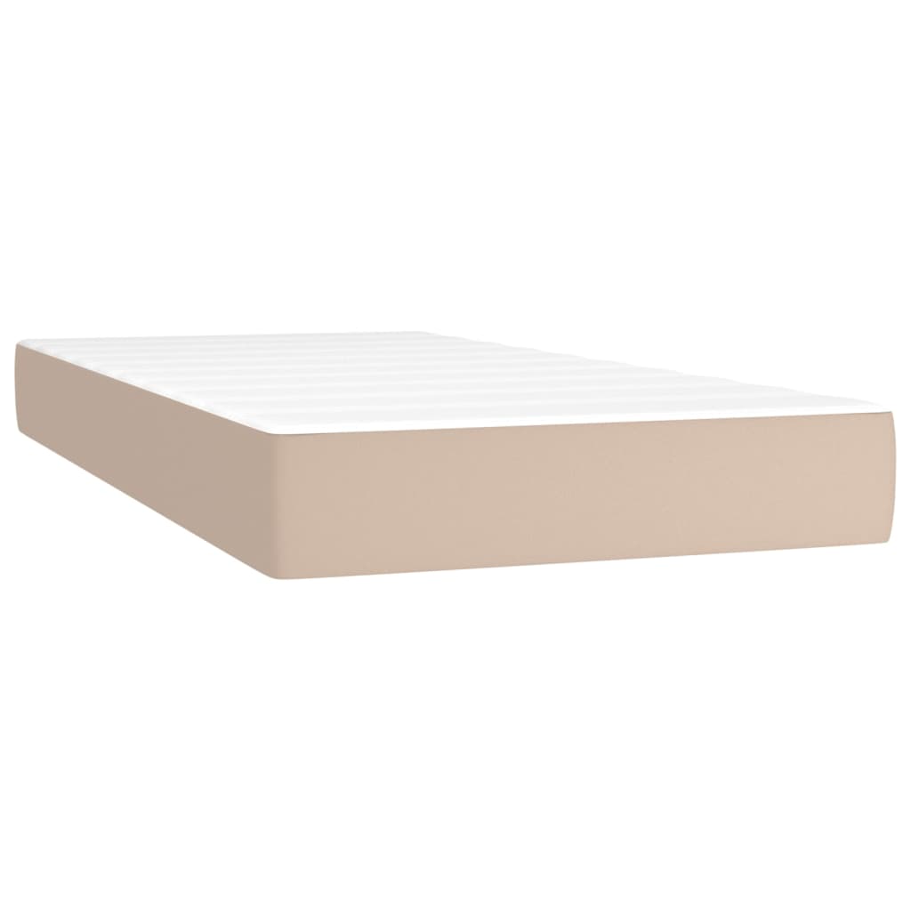 vidaXL Cama box spring colchón LED cuero sintético capuchino 200x200cm