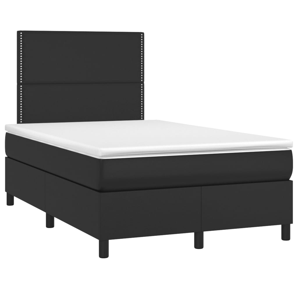 vidaXL Cama box spring colchón y LED cuero sintético negro 120x200 cm