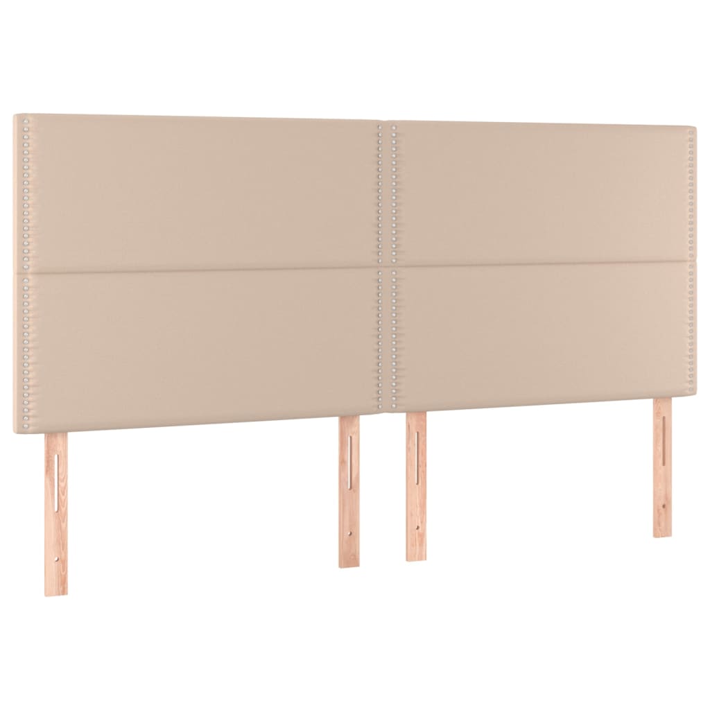 vidaXL Cama box spring colchón LED cuero sintético capuchino 180x200cm