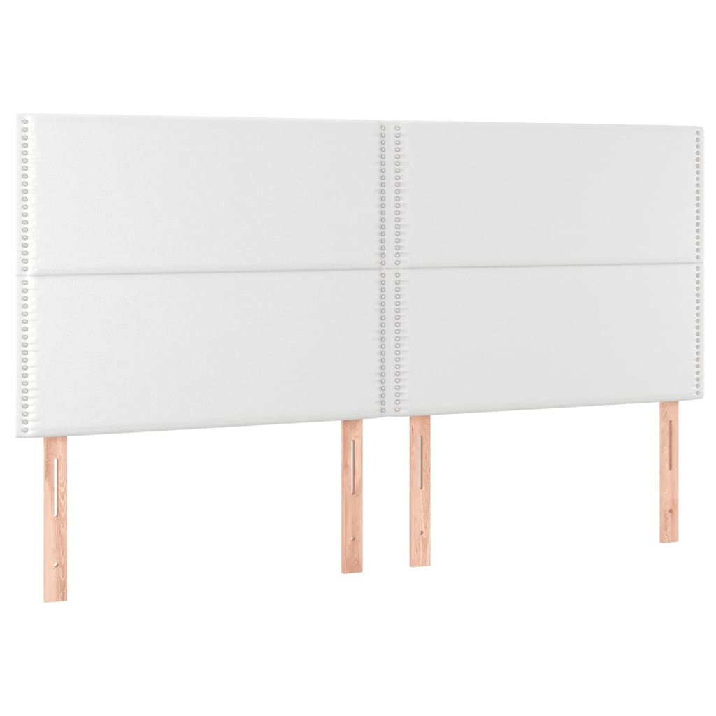 vidaXL Cama box spring colchón y LED cuero sintético blanco 200x200 cm