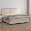 vidaXL Cama box spring colchón LED cuero sintético capuchino 200x200cm