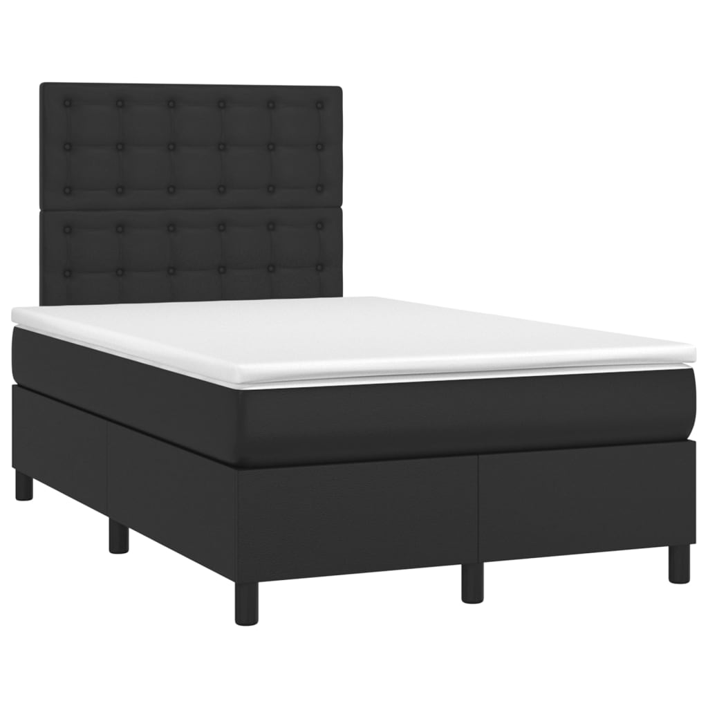 vidaXL Cama box spring colchón y LED cuero sintético negro 120x200 cm