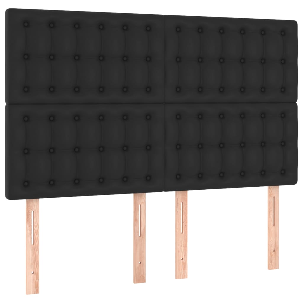 vidaXL Cama box spring colchón y LED cuero sintético negro 140x190 cm