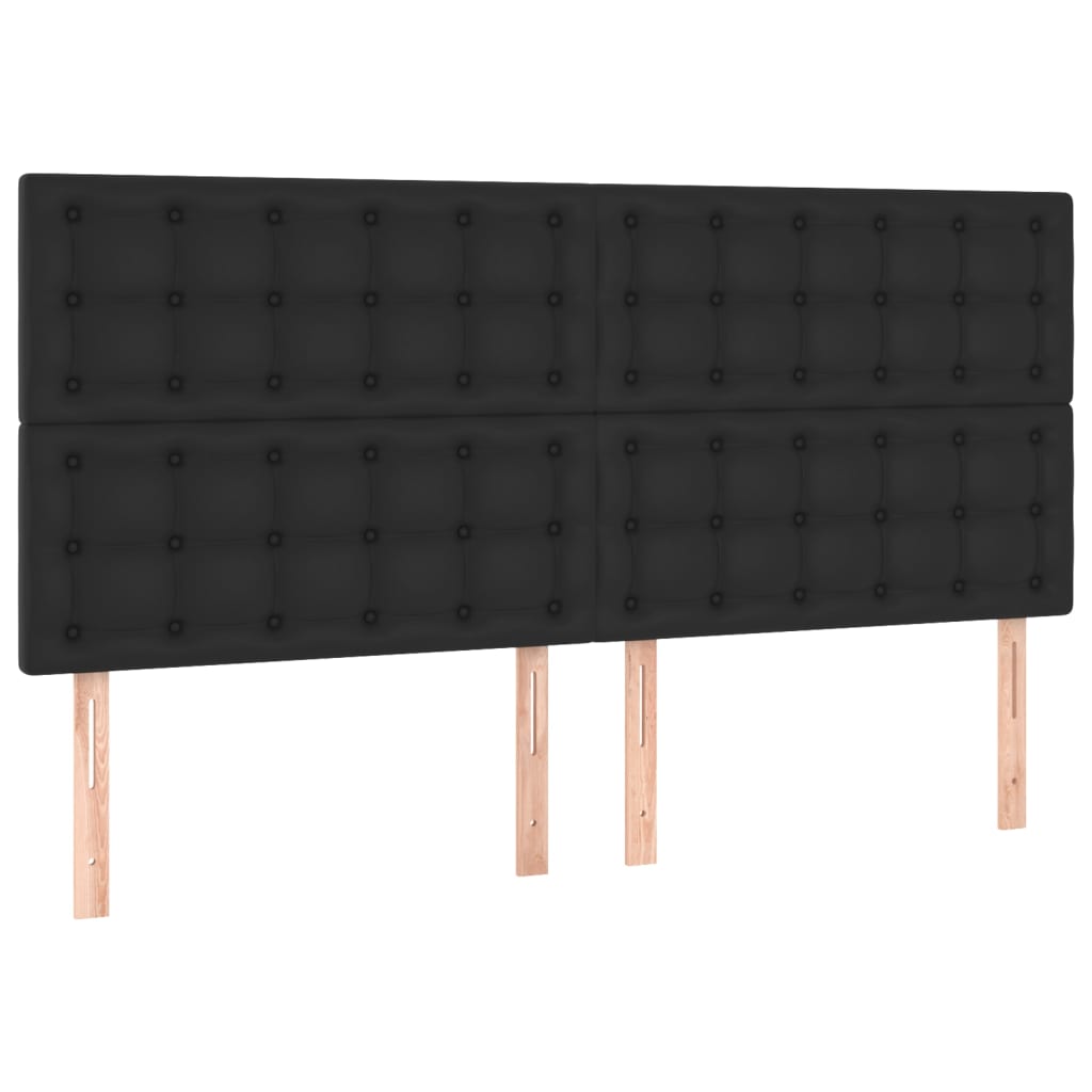 vidaXL Cama box spring colchón y LED cuero sintético negro 160x200 cm