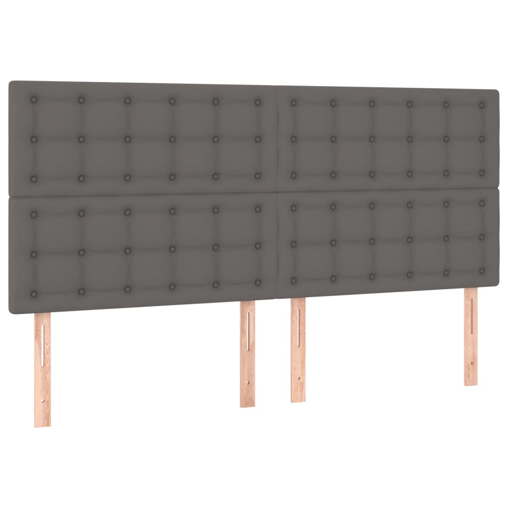 vidaXL Cama box spring colchón y LED cuero sintético gris 160x200 cm