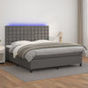 vidaXL Cama box spring colchón y LED cuero sintético gris 160x200 cm