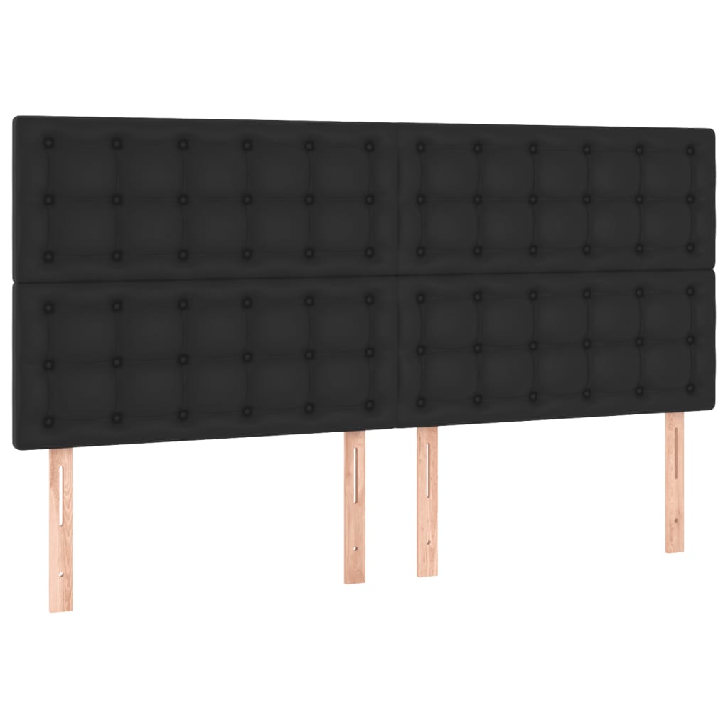 vidaXL Cama box spring colchón y LED cuero sintético negro 180x200 cm