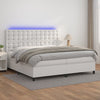 vidaXL Cama box spring colchón y LED cuero sintético blanco 200x200 cm