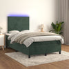 vidaXL Cama box spring colchón y LED terciopelo verde oscuro 120x200cm