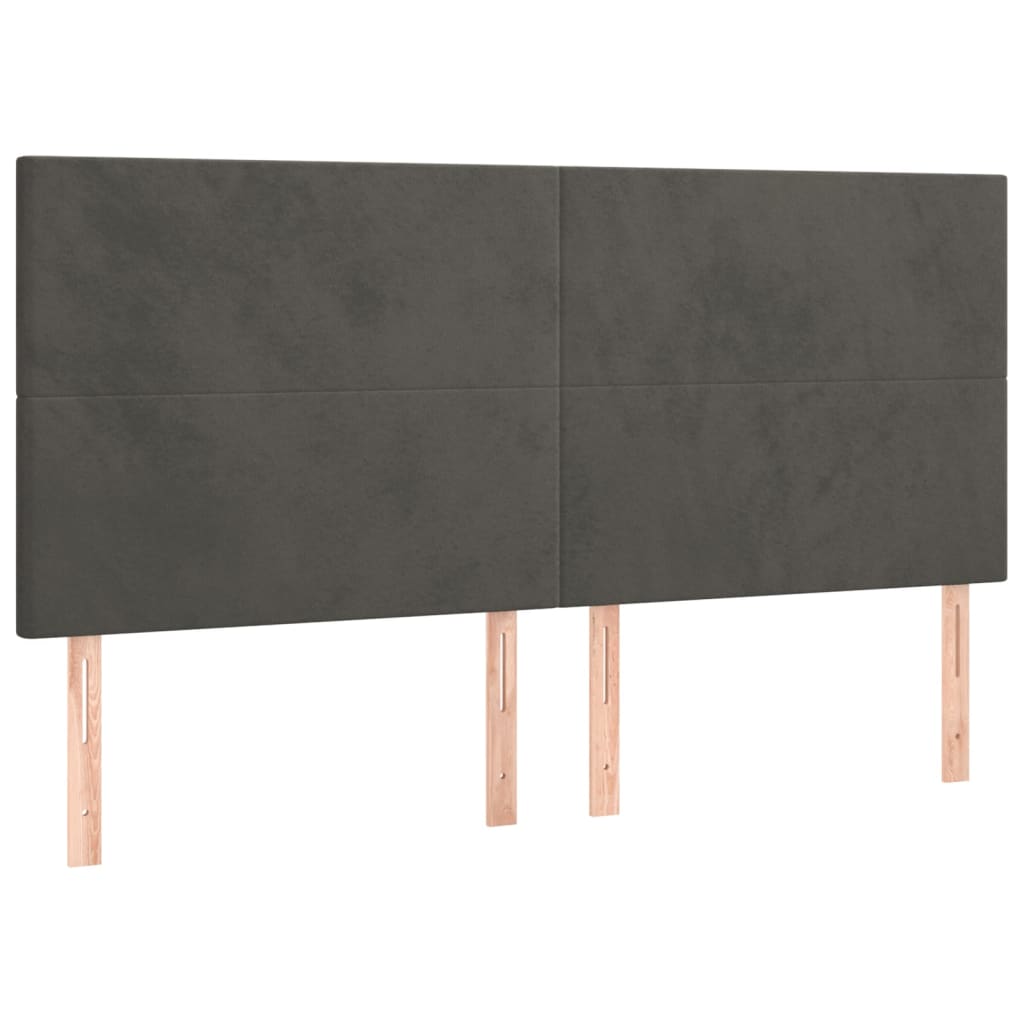 vidaXL Cama box spring colchón y LED terciopelo gris oscuro 160x200 cm