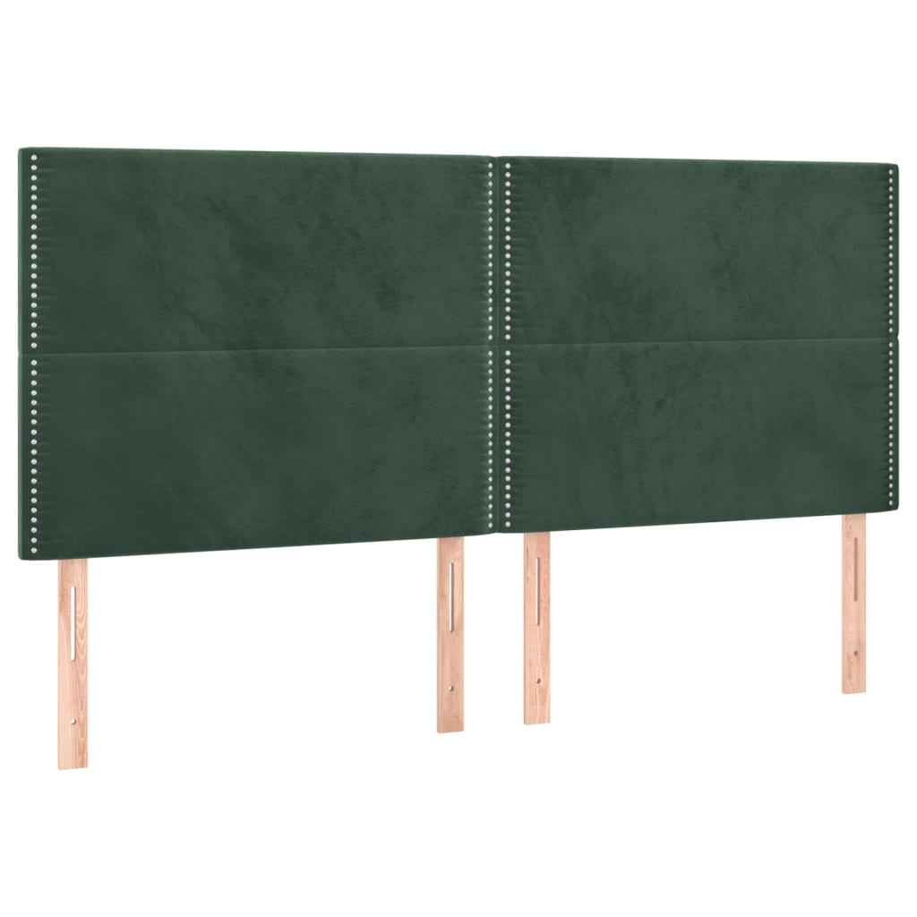 vidaXL Cama box spring colchón y LED terciopelo verde oscuro 200x200cm