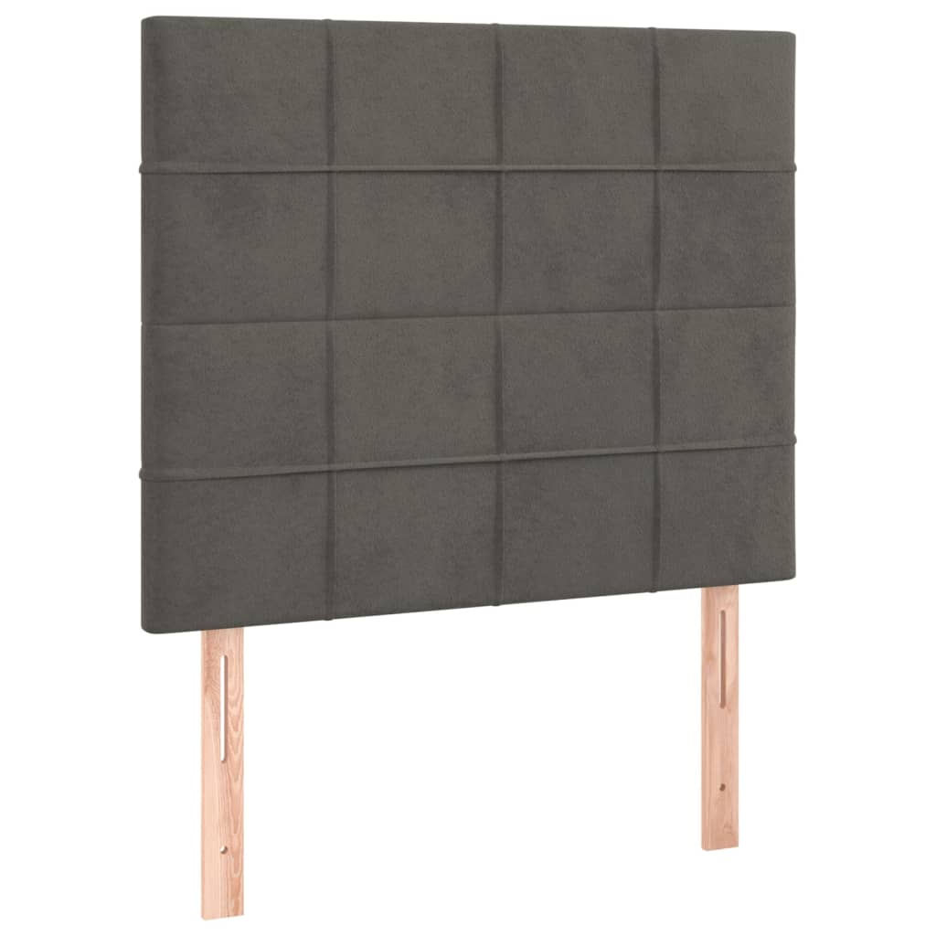 vidaXL Cama box spring colchón y LED terciopelo gris oscuro 80x200 cm