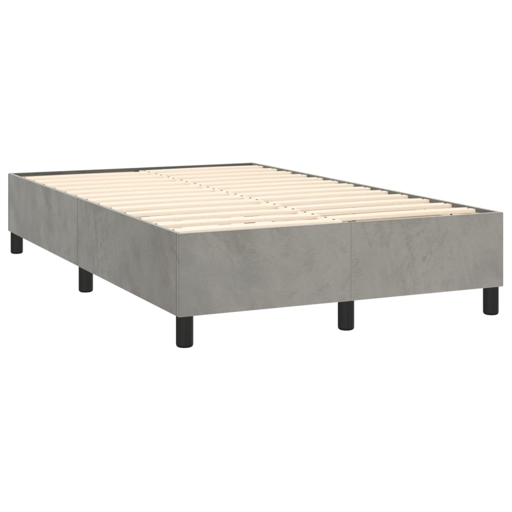 vidaXL Cama box spring colchón y LED terciopelo gris claro 120x200 cm